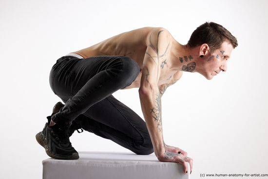 Casual Man White Kneeling poses - ALL Underweight Short Brown Kneeling poses - on one knee Standard Photoshoot Academic