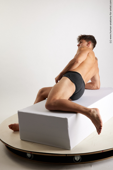 Underwear Man White Laying poses - ALL Athletic Short Brown Laying poses - on side Standard Photoshoot Academic