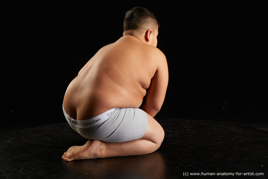 Underwear Man White Kneeling poses - ALL Overweight Short Brown Kneeling poses - on one knee Standard Photoshoot  Academic