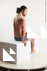 Underwear Man Black Sitting poses - simple Muscular Long Black Sitting poses - ALL Standard Photoshoot Academic