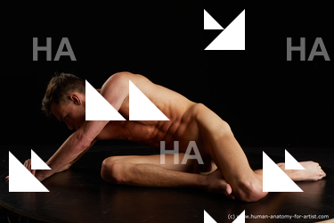 Nude Man White Laying poses - ALL Underweight Short Brown Laying poses - on side Standard Photoshoot Realistic