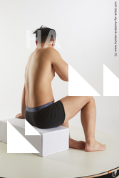 Underwear Man Asian Sitting poses - simple Slim Short Black Sitting poses - ALL Standard Photoshoot Academic