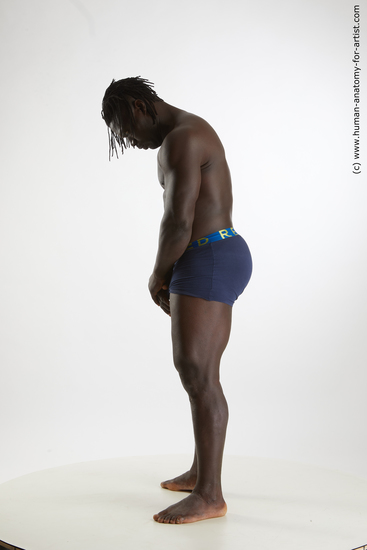 Underwear Man Black Standing poses - ALL Muscular Medium Black Standing poses - simple Standard Photoshoot Academic