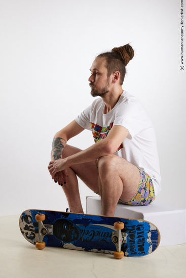 Casual Man White Sitting poses - simple Slim Brown Sitting poses - ALL Dreadlocks Standard Photoshoot Academic