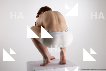 Underwear Man White Slim Short Red Sitting poses - ALL Sitting poses - on knees Standard Photoshoot Academic