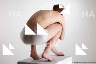 Underwear Man White Slim Short Red Sitting poses - ALL Sitting poses - on knees Standard Photoshoot Academic