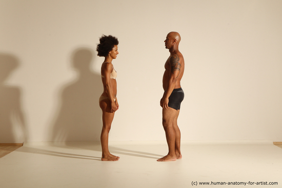 Underwear Woman - Man Black Dancing Dynamic poses Academic
