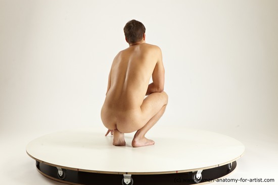 Nude Man White Kneeling poses - ALL Slim Short Brown Kneeling poses - on both knees Multi angles poses Realistic