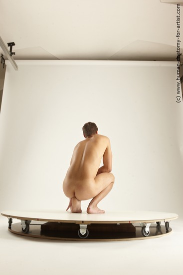 Nude Man White Kneeling poses - ALL Slim Short Brown Kneeling poses - on both knees Multi angles poses Realistic