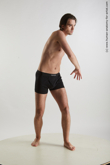 Underwear Man White Standing poses - ALL Slim Short Brown Standing poses - simple Standard Photoshoot Academic