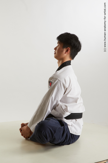 Sportswear Man Asian Sitting poses - simple Slim Short Black Sitting poses - ALL Standard Photoshoot Academic