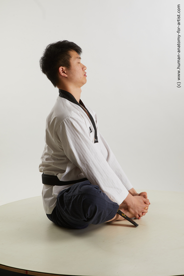 Sportswear Man Asian Sitting poses - simple Slim Short Black Sitting poses - ALL Standard Photoshoot Academic