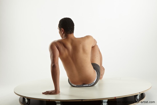 Nude Man Black Sitting poses - simple Slim Short Black Sitting poses - ALL Standard Photoshoot Realistic