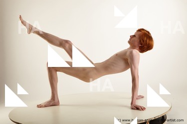 Nude Man White Laying poses - ALL Underweight Short Red Laying poses - on back Standard Photoshoot Realistic