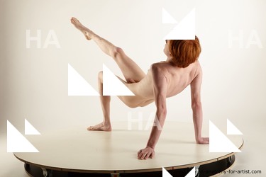 Nude Man White Laying poses - ALL Underweight Short Red Laying poses - on back Standard Photoshoot Realistic