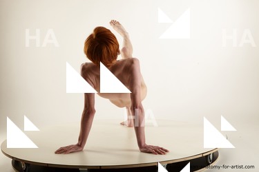 Nude Man White Laying poses - ALL Underweight Short Red Laying poses - on back Standard Photoshoot Realistic