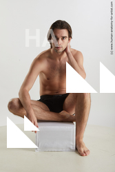 Underwear Man White Sitting poses - simple Slim Medium Brown Sitting poses - ALL Standard Photoshoot Academic