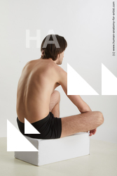 Underwear Man White Sitting poses - simple Slim Medium Brown Sitting poses - ALL Standard Photoshoot Academic