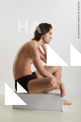 Underwear Man White Sitting poses - simple Slim Medium Brown Sitting poses - ALL Standard Photoshoot Academic