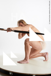 Underwear Man White Kneeling poses - ALL Athletic Medium Blond Kneeling poses - on one knee Standard Photoshoot Academic