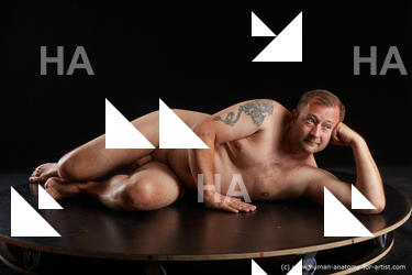 Nude Man White Laying poses - ALL Short Brown Laying poses - on side Standard Photoshoot Chubby Realistic