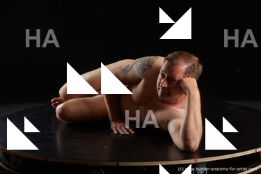 Nude Man White Laying poses - ALL Short Brown Laying poses - on side Standard Photoshoot Chubby Realistic