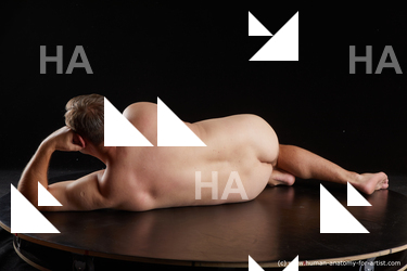 Nude Man White Laying poses - ALL Short Brown Laying poses - on side Standard Photoshoot Chubby Realistic