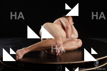 Nude Man White Laying poses - ALL Short Brown Laying poses - on side Standard Photoshoot Chubby Realistic