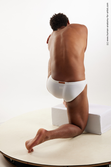 Underwear Man Black Kneeling poses - ALL Athletic Short Kneeling poses - on one knee Black Standard Photoshoot Academic