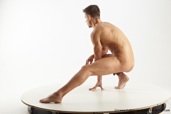 Nude Man White Sitting poses - simple Slim Short Brown Sitting poses - ALL Standard Photoshoot Realistic