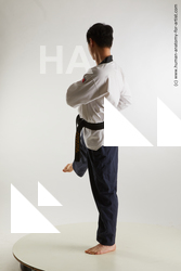 Sportswear Martial art Man Asian Standing poses - ALL Slim Short Black Standard Photoshoot Academic Fighting poses - ALL