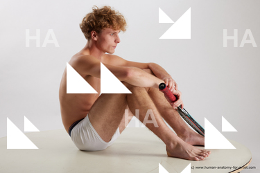 Underwear Man White Sitting poses - simple Athletic Medium Blond Sitting poses - ALL Standard Photoshoot Academic