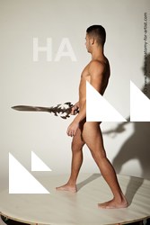 Nude Fighting with sword Man White Standing poses - ALL Athletic Short Brown Standing poses - simple Standard Photoshoot Realistic Fighting poses - ALL