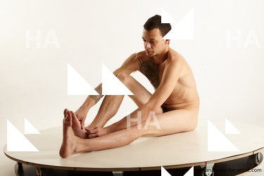 Nude Man White Sitting poses - simple Slim Short Brown Sitting poses - ALL Standard Photoshoot Realistic