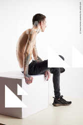 Casual Man White Sitting poses - simple Underweight Short Brown Sitting poses - ALL Standard Photoshoot Academic