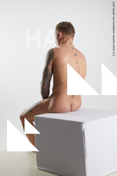 Nude Man White Sitting poses - simple Muscular Short Brown Sitting poses - ALL Standard Photoshoot Realistic