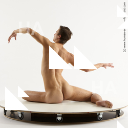 Nude Man White Kneeling poses - ALL Athletic Short Brown Kneeling poses - on both knees Standard Photoshoot Realistic