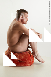 Nude Man White Sitting poses - simple Slim Short Brown Sitting poses - ALL Standard Photoshoot Realistic