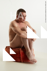 Nude Man White Sitting poses - simple Slim Short Brown Sitting poses - ALL Standard Photoshoot Realistic