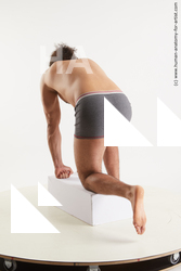 Underwear Man Black Kneeling poses - ALL Muscular Long Kneeling poses - on one knee Black Standard Photoshoot Academic