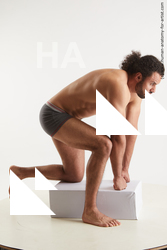 Underwear Man Black Kneeling poses - ALL Muscular Long Kneeling poses - on one knee Black Standard Photoshoot Academic