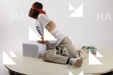 Casual Man White Laying poses - ALL Athletic Long Brown Laying poses - on back Standard Photoshoot  Academic