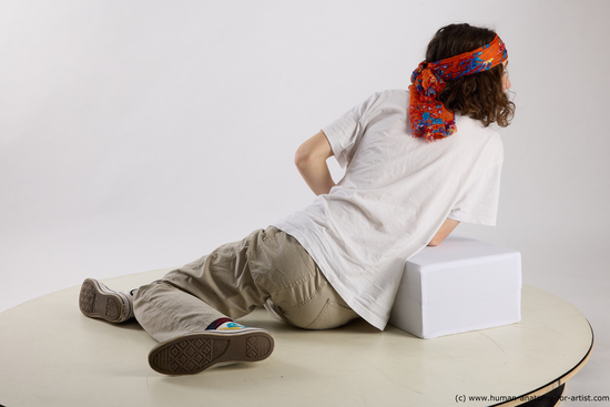 Casual Man White Laying poses - ALL Athletic Long Brown Laying poses - on back Standard Photoshoot  Academic