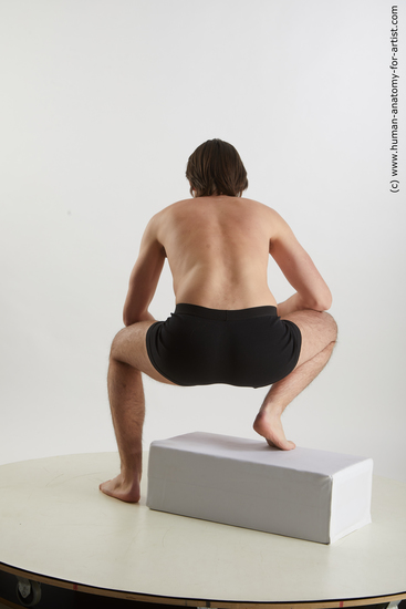 Underwear Man White Kneeling poses - ALL Slim Medium Brown Kneeling poses - on both knees Standard Photoshoot Academic