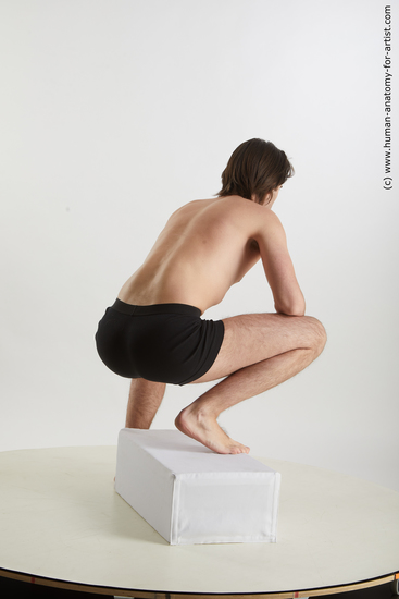 Underwear Man White Kneeling poses - ALL Slim Medium Brown Kneeling poses - on both knees Standard Photoshoot Academic