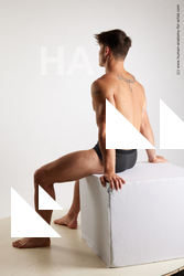 Underwear Man White Sitting poses - simple Athletic Short Brown Sitting poses - ALL Standard Photoshoot Academic