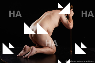 Nude Man White Kneeling poses - ALL Short Brown Kneeling poses - on both knees Standard Photoshoot Chubby Realistic
