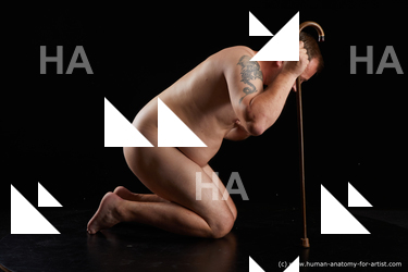 Nude Man White Kneeling poses - ALL Short Brown Kneeling poses - on both knees Standard Photoshoot Chubby Realistic