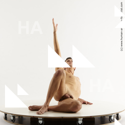 Nude Man Laying poses - ALL Slim Short Brown Laying poses - on side Standard Photoshoot Realistic