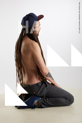 Casual Man White Kneeling poses - ALL Slim Brown Kneeling poses - on both knees Dreadlocks Standard Photoshoot Academic